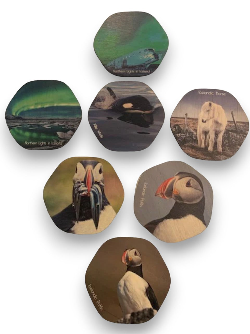Wooden Coasters with Highlights of Iceland Wooden Coasters with Highlights of Iceland